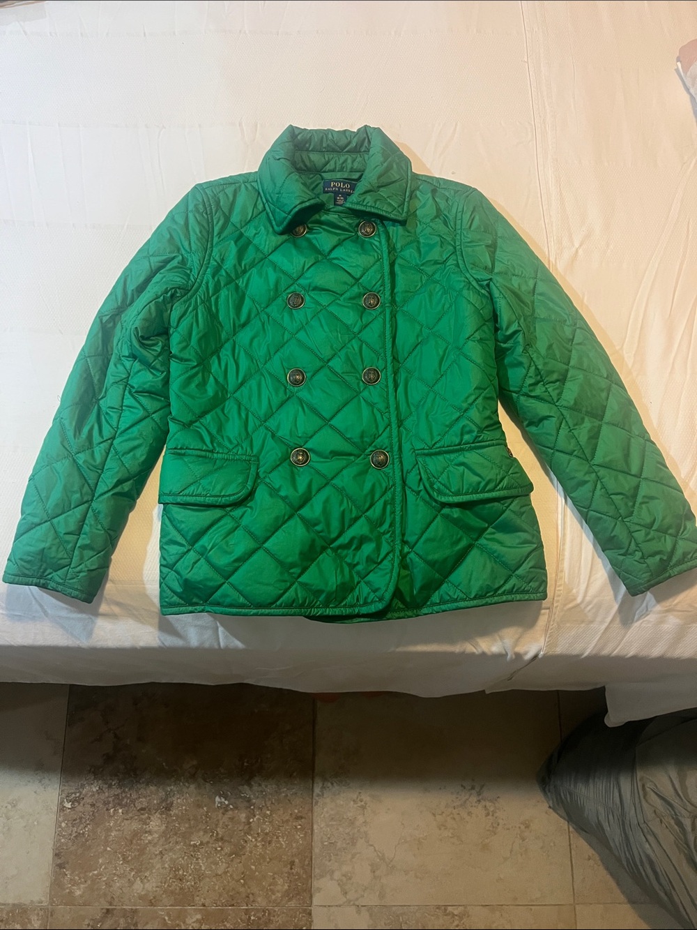 Polo by Ralph Lauren Girls' Quilted Emerald Green Peacoat